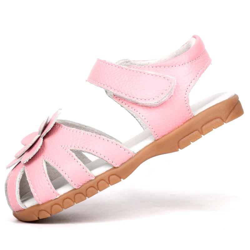Femizee Girls Genuine Leather Soft Closed Toe Princess Flat Shoes Summer Sandals(Toddler/Little Kid) Size 8 Toddler,Pink,1504 CN26 - Image 3